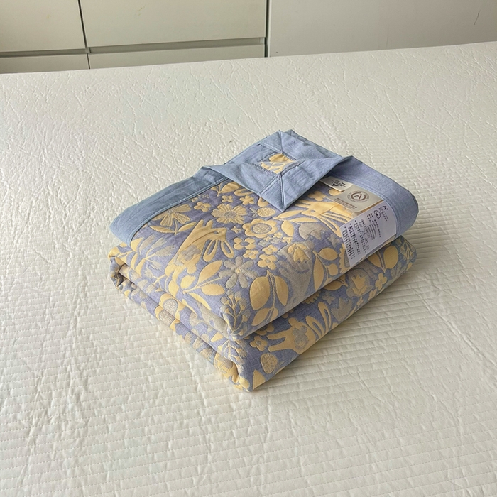 91家纺网 家纺一手货源 找家纺 梦洋家纺 2025新款全棉四层纱多能盖毯毛巾被空调夏被床盖款盖毯 幸运兔