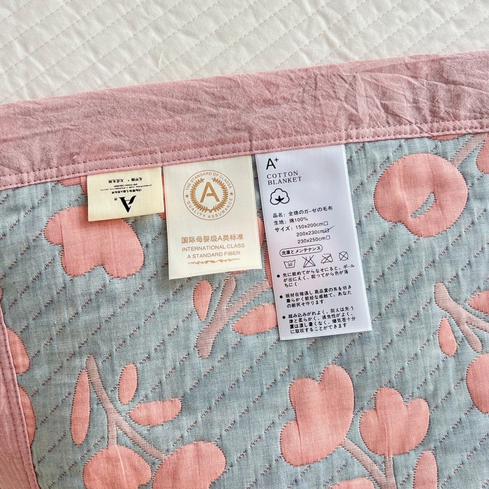 91家纺网 家纺一手货源 找家纺 梦洋家纺 2025新款全棉四层纱多能盖毯毛巾被空调夏被床盖款盖毯 郁金香