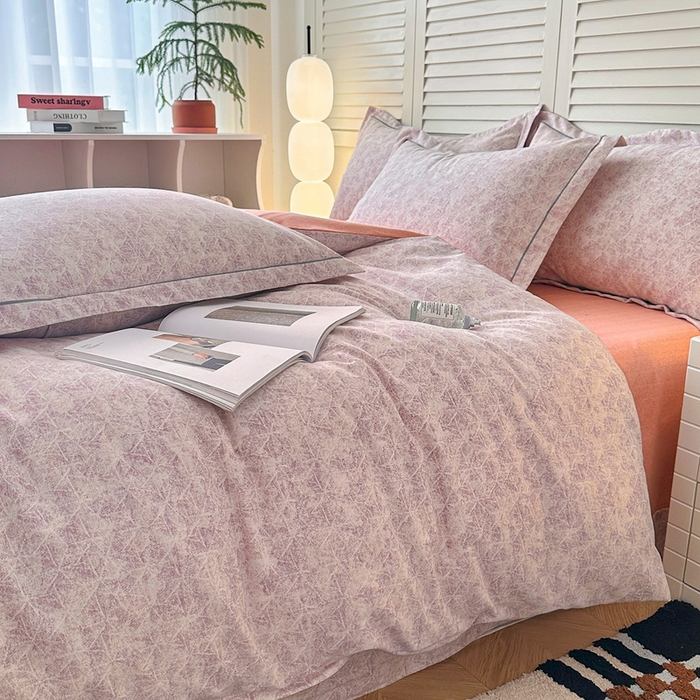 91家纺网 家纺一手货源 找家纺 简约家纺 2025新款全棉磨毛四件套 风信紫