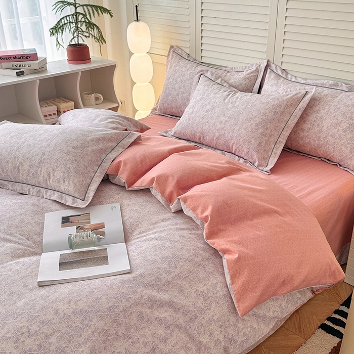 91家纺网 家纺一手货源 找家纺 简约家纺 2025新款全棉磨毛四件套 风信紫