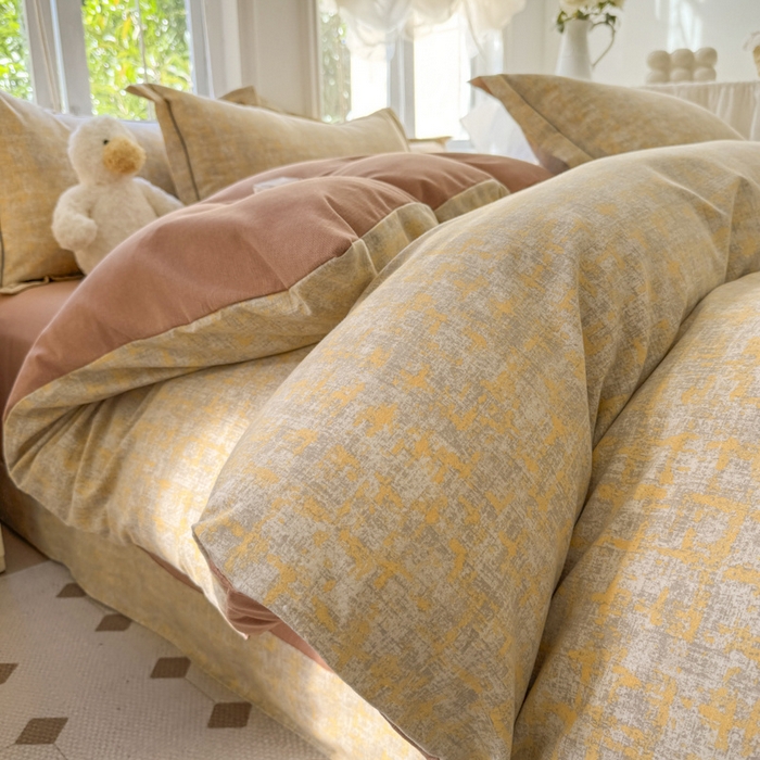 91家纺网 家纺一手货源 找家纺 简约家纺 2025新款全棉磨毛四件套 暮色-咖