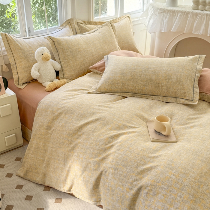 91家纺网 家纺一手货源 找家纺 简约家纺 2025新款全棉磨毛四件套 暮色-咖