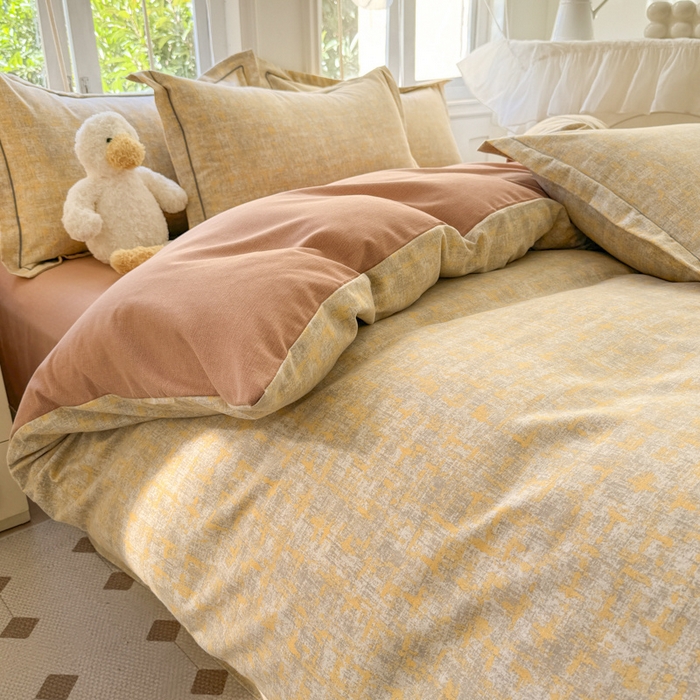 91家纺网 家纺一手货源 找家纺 简约家纺 2025新款全棉磨毛四件套 暮色-咖