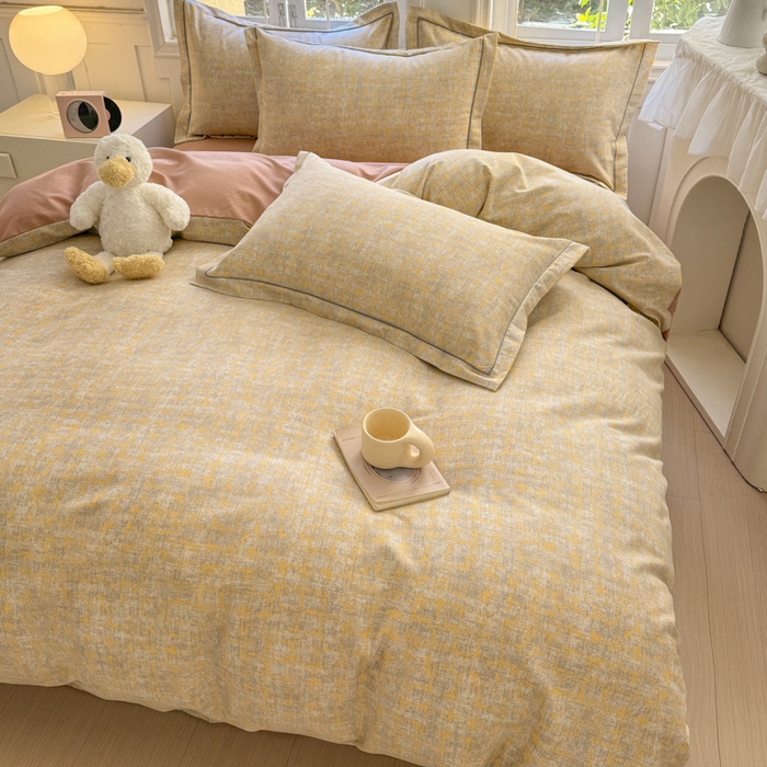 91家纺网 家纺一手货源 找家纺 简约家纺 2025新款全棉磨毛四件套 暮色-咖