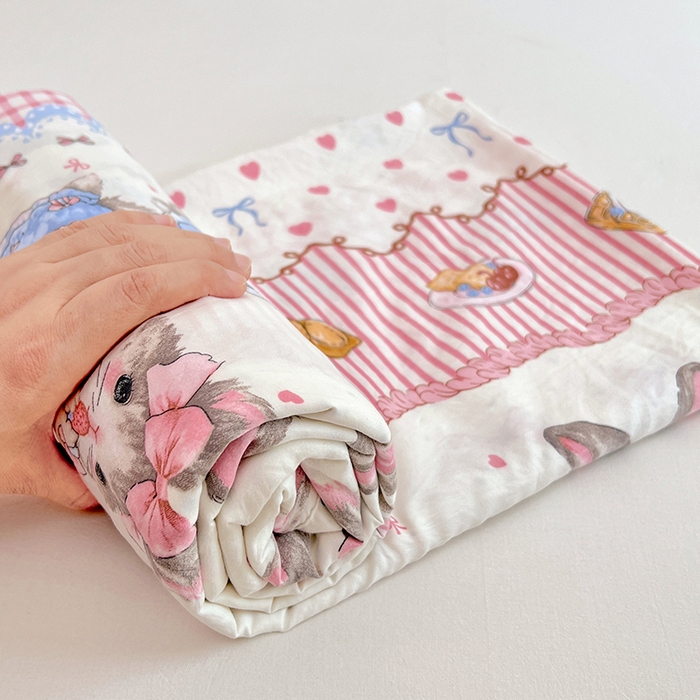 91家纺网 家纺一手货源 找家纺 优佳优品 2025新款亲肤水洗棉印花床单单品床单单件单床单 床单款-安妮兔