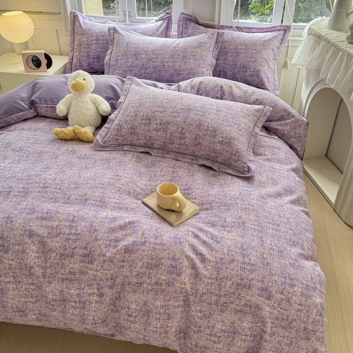 91家纺网 家纺一手货源 找家纺 简约家纺 2025新款全棉磨毛四件套 暮色-紫