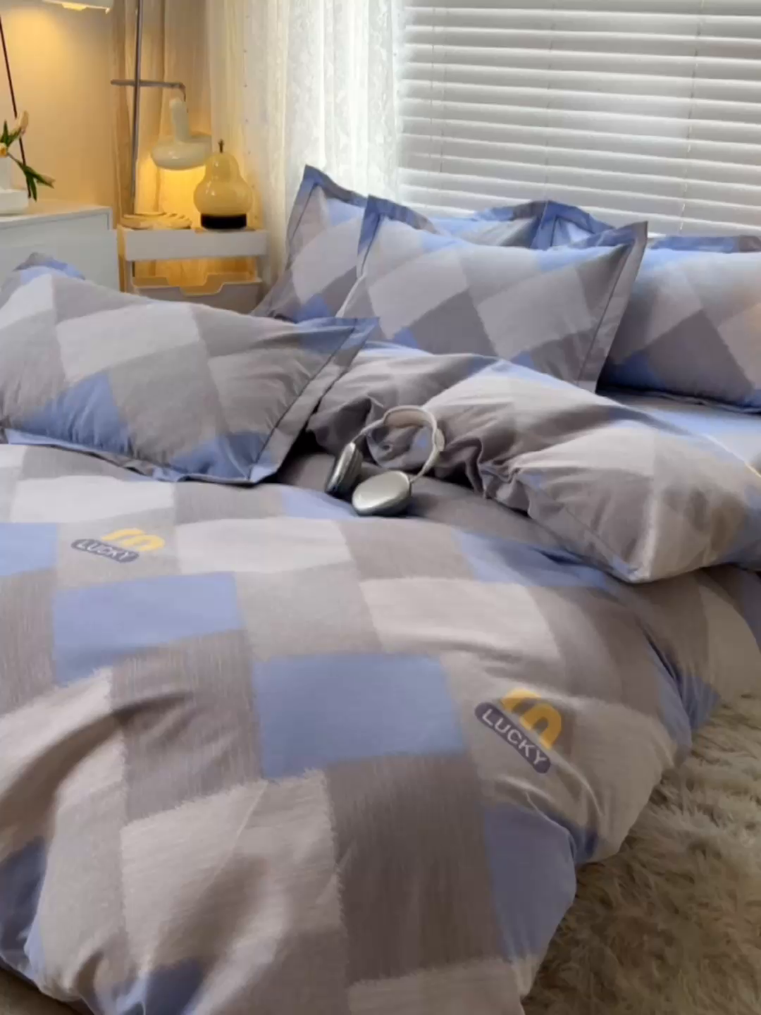 91家纺网 家纺一手货源 找家纺 简约家纺 2025新款全棉磨毛四件套 灵感-蓝