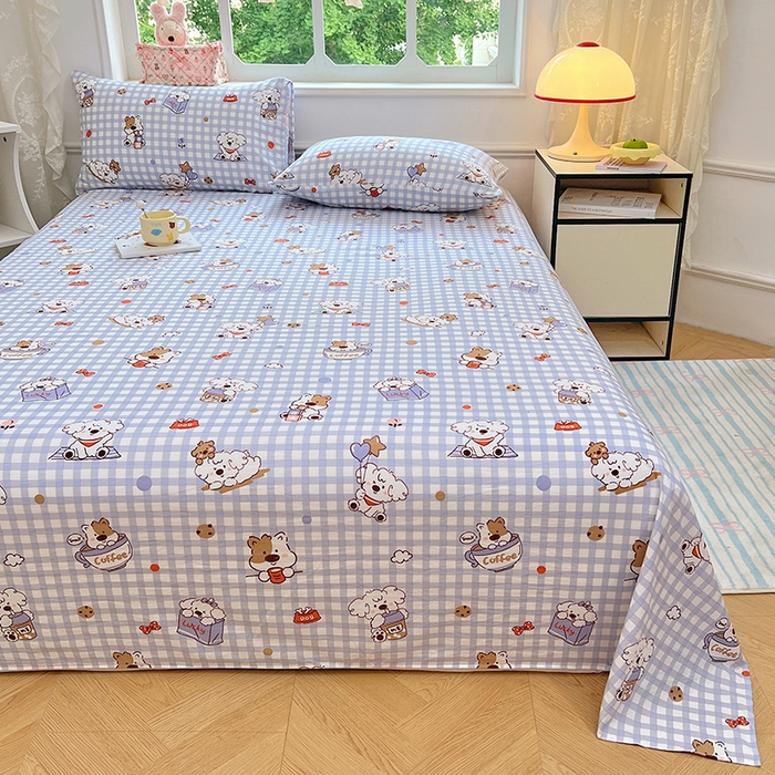 优佳优品 2025新款亲肤水洗棉印花床单单品床单单件单床单 床单款-狗狗聚会