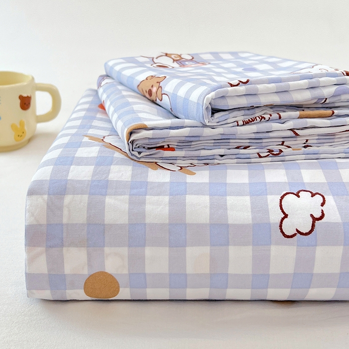 91家纺网 家纺一手货源 找家纺 优佳优品 2025新款亲肤水洗棉印花床单单品床单单件单床单 床单款-狗狗聚会