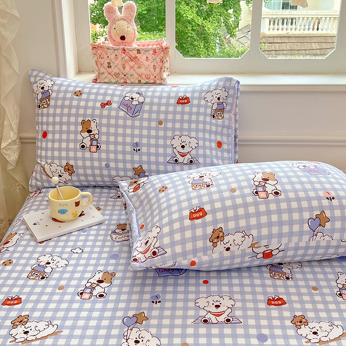 91家纺网 家纺一手货源 找家纺 优佳优品 2025新款亲肤水洗棉印花床单单品床单单件单床单 床单款-狗狗聚会