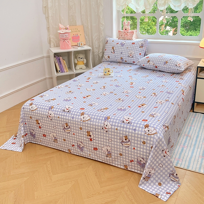 91家纺网 家纺一手货源 找家纺 优佳优品 2025新款亲肤水洗棉印花床单单品床单单件单床单 床单款-狗狗聚会