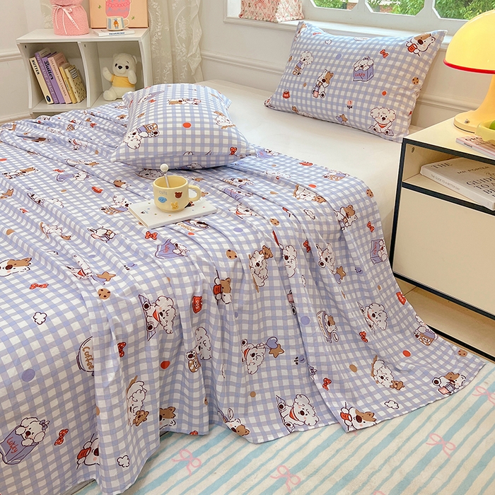 91家纺网 家纺一手货源 找家纺 优佳优品 2025新款亲肤水洗棉印花床单单品床单单件单床单 床单款-狗狗聚会