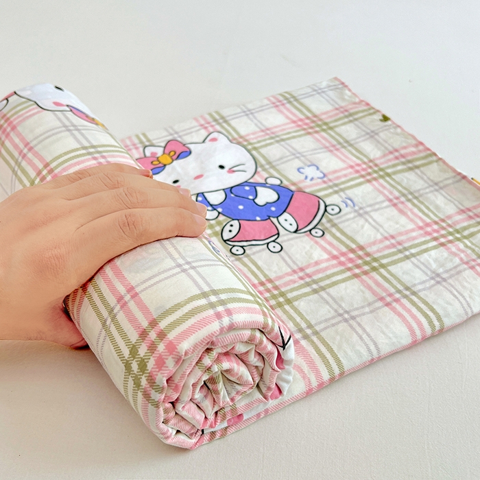 91家纺网 家纺一手货源 找家纺 优佳优品 2025新款亲肤水洗棉印花床单单品床单单件单床单 床单款-凯蒂猫