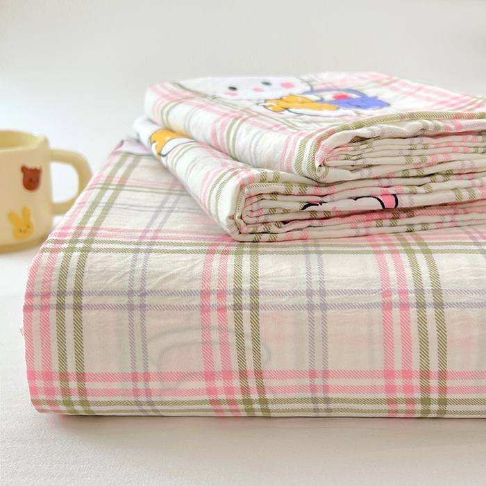 91家纺网 家纺一手货源 找家纺 优佳优品 2025新款亲肤水洗棉印花床单单品床单单件单床单 床单款-凯蒂猫