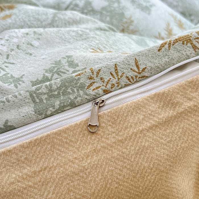 91家纺网 家纺一手货源 找家纺 简约家纺 2025新款全棉磨毛四件套 沁语繁花-绿