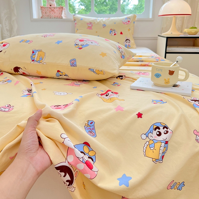 91家纺网 家纺一手货源 找家纺 优佳优品 2025新款亲肤水洗棉印花床单单品床单单件单床单 床单款-快乐小新