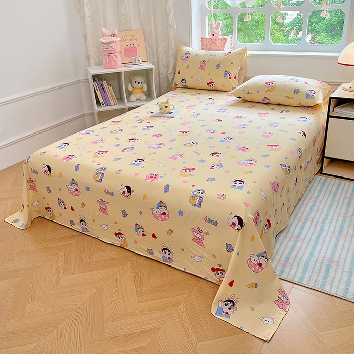 91家纺网 家纺一手货源 找家纺 优佳优品 2025新款亲肤水洗棉印花床单单品床单单件单床单 床单款-快乐小新