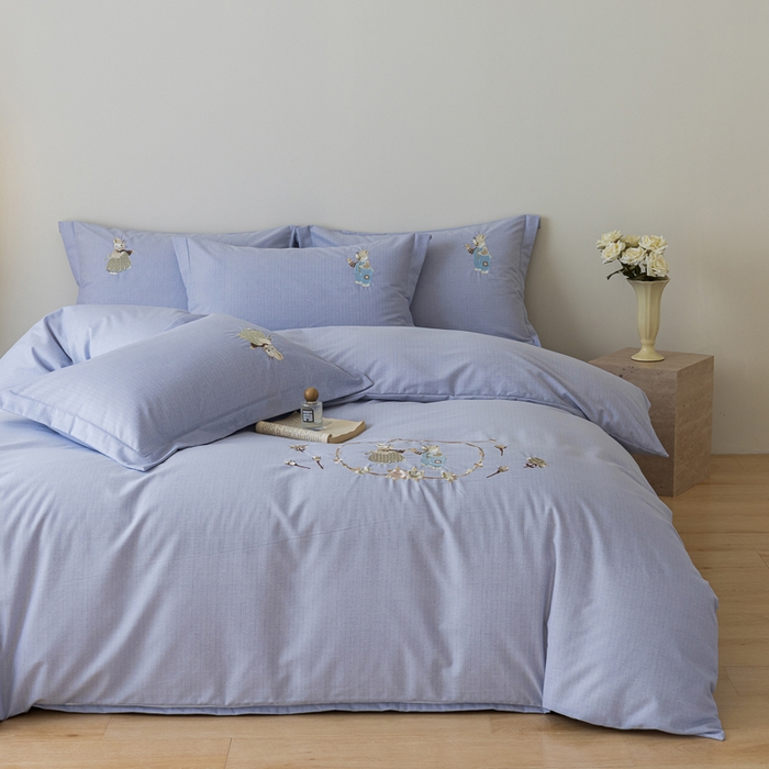 91家纺网 家纺一手货源 找家纺 （总）巧玲珑 2025新款高密肌理纹提花刺绣绣花生态四件套