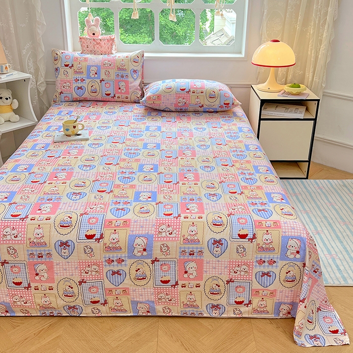 优佳优品 2025新款亲肤水洗棉印花床单单品床单单件单床单 床单款-甜宠派对