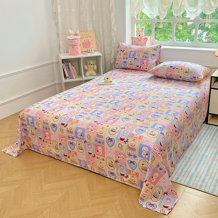 91家纺网 家纺一手货源 找家纺 优佳优品 2025新款亲肤水洗棉印花床单单品床单单件单床单 床单款-甜宠派对