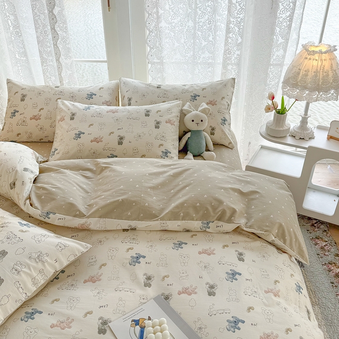 91家纺网 家纺一手货源 找家纺 梦洋家纺 2025春夏秋冬新款A类全棉四件套 泰迪熊