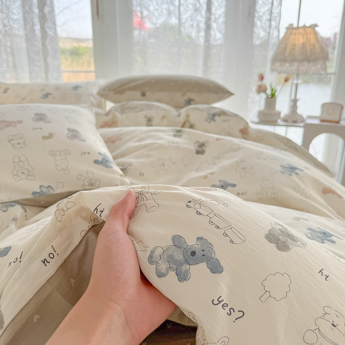 91家纺网 家纺一手货源 找家纺 梦洋家纺 2025春夏秋冬新款A类全棉四件套 泰迪熊