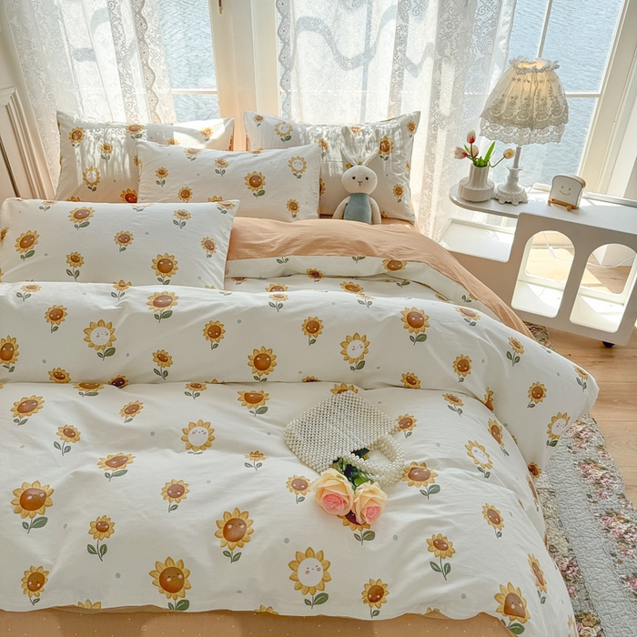 91家纺网 家纺一手货源 找家纺 梦洋家纺 2025春夏秋冬新款A类全棉四件套 向日葵