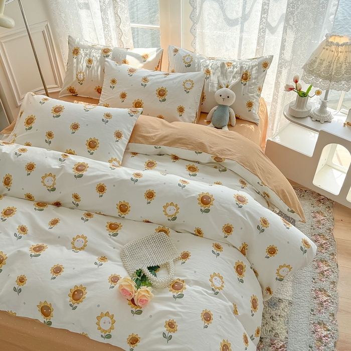 91家纺网 家纺一手货源 找家纺 梦洋家纺 2025春夏秋冬新款A类全棉四件套 向日葵