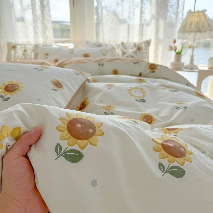 91家纺网 家纺一手货源 找家纺 梦洋家纺 2025春夏秋冬新款A类全棉四件套 向日葵