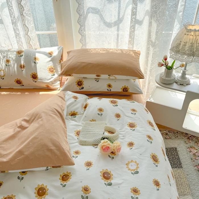 91家纺网 家纺一手货源 找家纺 梦洋家纺 2025春夏秋冬新款A类全棉四件套 向日葵