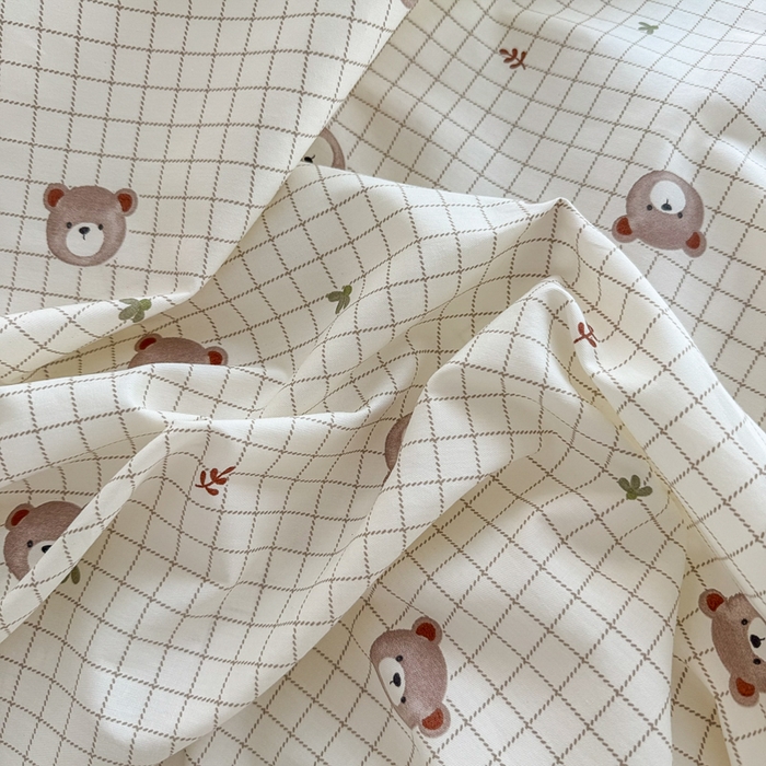 91家纺网 家纺一手货源 找家纺 梦洋家纺 2025春夏秋冬新款A类全棉四件套 小棕熊-格子