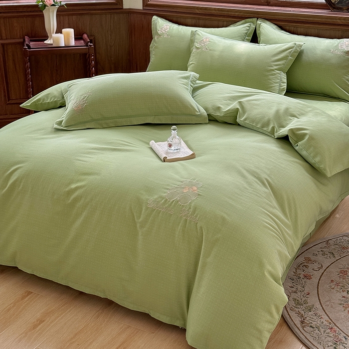 91家纺网 家纺一手货源 找家纺 （总）巧玲珑 2025新款高密肌理纹提花刺绣绣花生态四件套