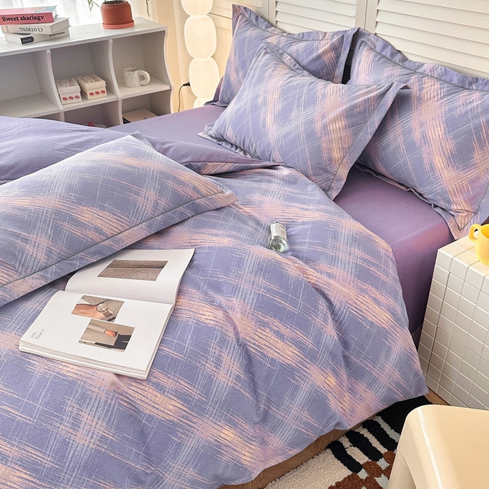 91家纺网 家纺一手货源 找家纺 简约家纺 2025新款全棉磨毛四件套 维也纳-紫