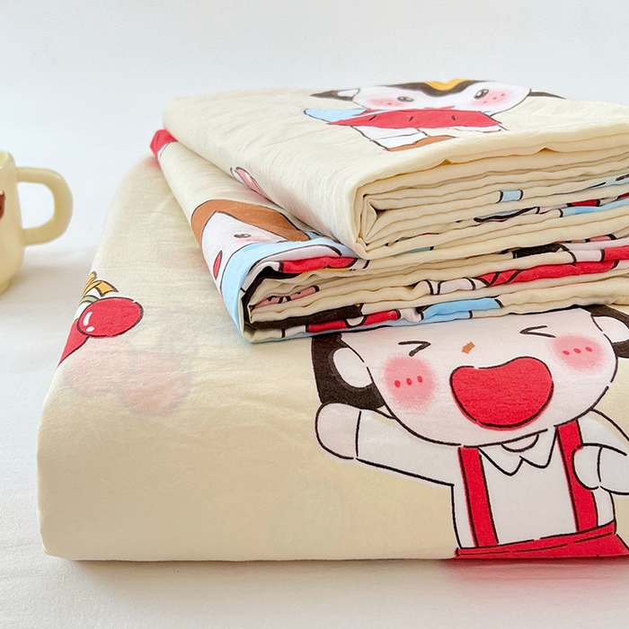 91家纺网 家纺一手货源 找家纺 优佳优品 2025新款亲肤水洗棉印花床单单品床单单件单床单 床单款-樱桃小丸子