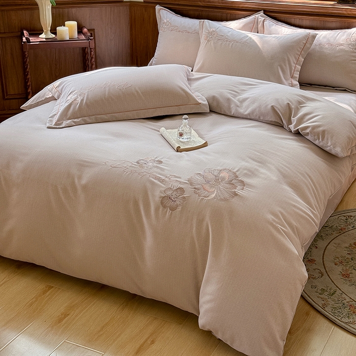 91家纺网 家纺一手货源 找家纺 （总）巧玲珑 2025新款高密肌理纹提花刺绣绣花生态四件套