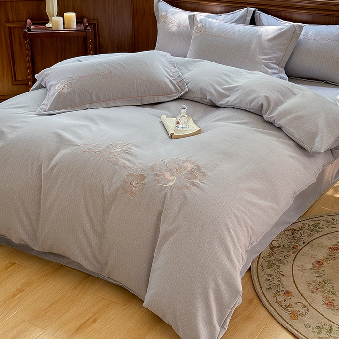 91家纺网 家纺一手货源 找家纺 （总）巧玲珑 2025新款高密肌理纹提花刺绣绣花生态四件套