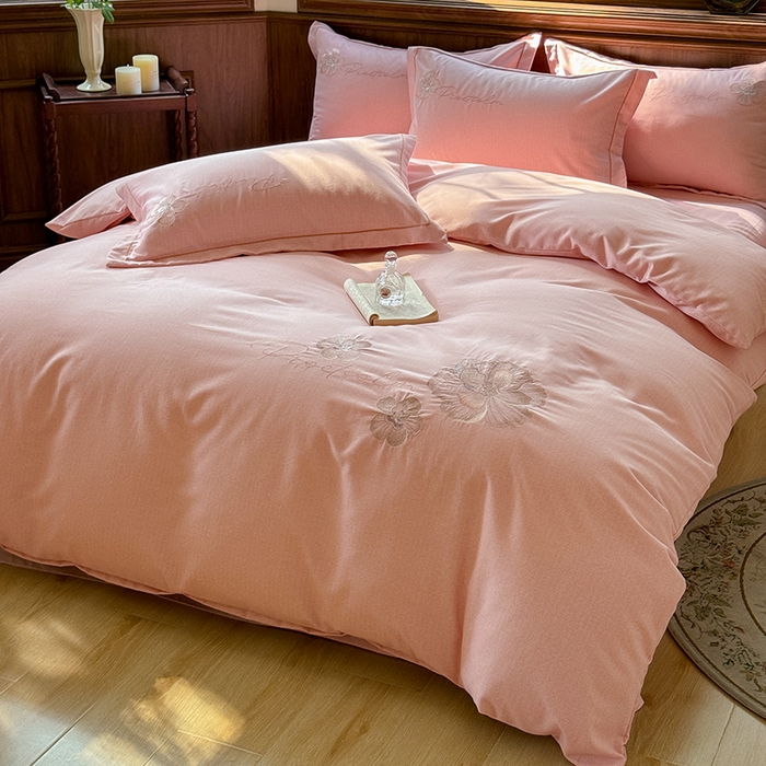 91家纺网 家纺一手货源 找家纺 （总）巧玲珑 2025新款高密肌理纹提花刺绣绣花生态四件套