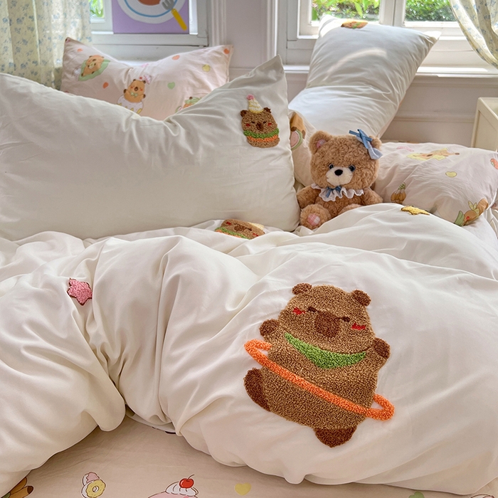 91家纺网 家纺一手货源 找家纺 （总）优佳优品 2025新款水洗棉印花毛巾绣四件套【提供买家秀】