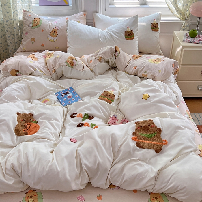 91家纺网 家纺一手货源 找家纺 （总）优佳优品 2025新款水洗棉印花毛巾绣四件套【提供买家秀】