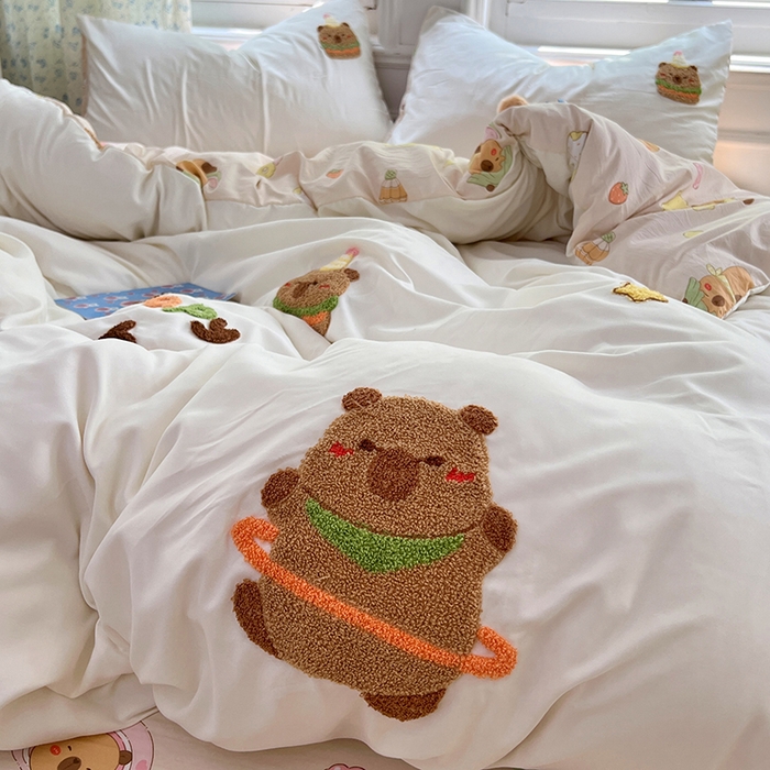 91家纺网 家纺一手货源 找家纺 （总）优佳优品 2025新款水洗棉印花毛巾绣四件套【提供买家秀】