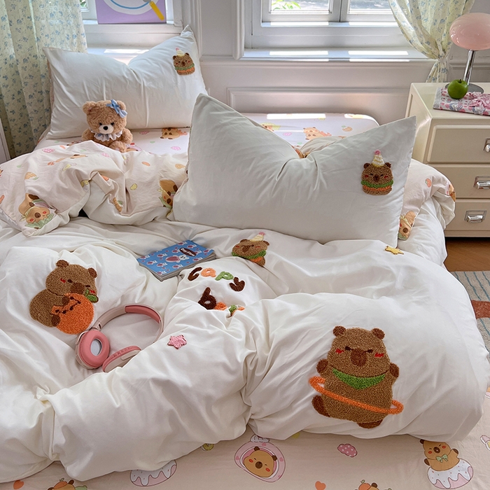 91家纺网 家纺一手货源 找家纺 （总）优佳优品 2025新款水洗棉印花毛巾绣四件套【提供买家秀】