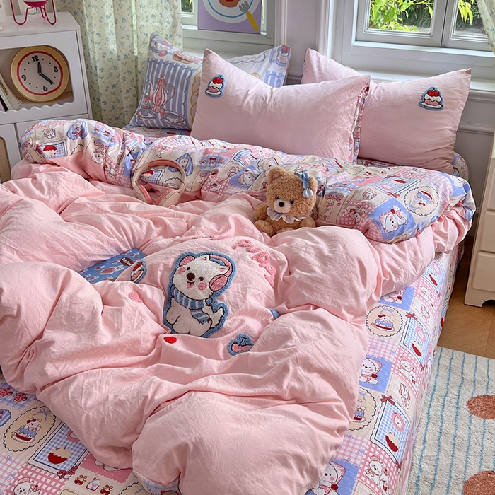 91家纺网 家纺一手货源 找家纺 （总）优佳优品 2025新款水洗棉印花毛巾绣四件套【提供买家秀】