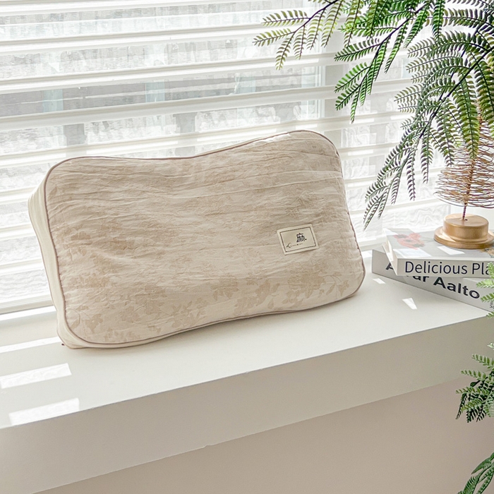 亦帆枕芯 2025新款亲肤舒适天然棉麻立体荞麦枕枕头枕芯 天然棉麻-米色野花 35x55cm苦荞款/只