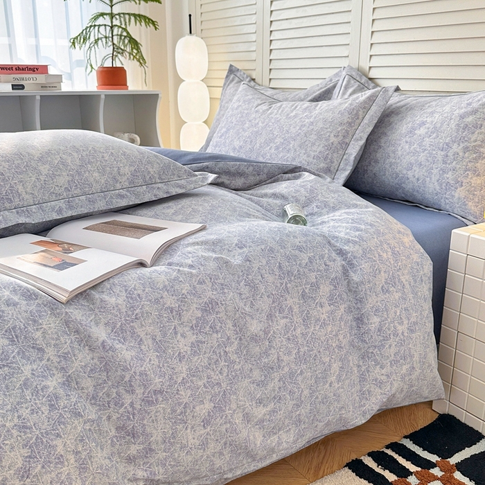 91家纺网 家纺一手货源 找家纺 简约家纺 2025新款全棉磨毛四件套 月影灰