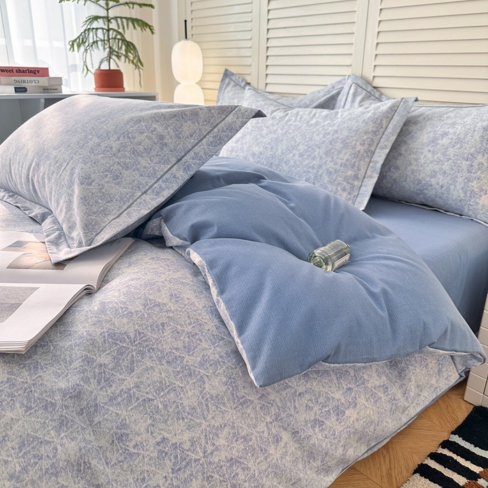 91家纺网 家纺一手货源 找家纺 简约家纺 2025新款全棉磨毛四件套 月影灰