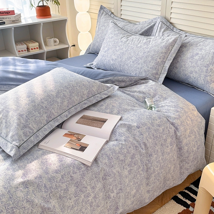 91家纺网 家纺一手货源 找家纺 简约家纺 2025新款全棉磨毛四件套 月影灰