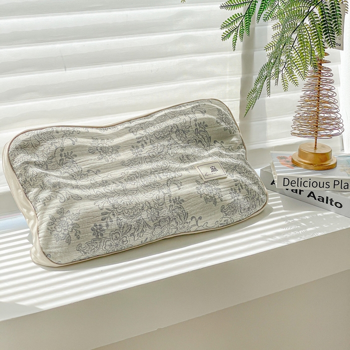 亦帆枕芯 2025新款亲肤舒适天然棉麻立体荞麦枕枕头枕芯 天然棉麻-黑色蔷薇 35x55cm甜荞款/只