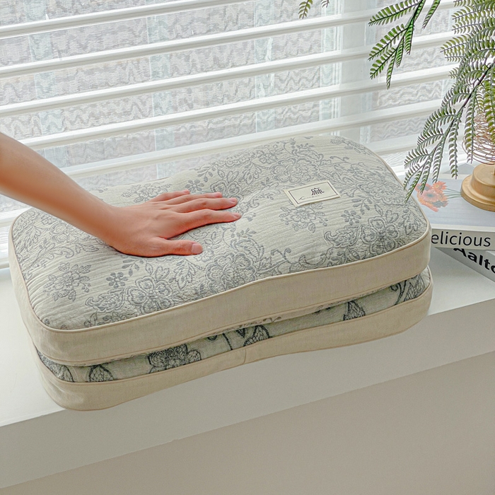 91家纺网 家纺一手货源 找家纺 亦帆枕芯 2025新款亲肤舒适天然棉麻立体荞麦枕枕头枕芯 天然棉麻-黑色蔷薇 35x55cm甜荞款/只