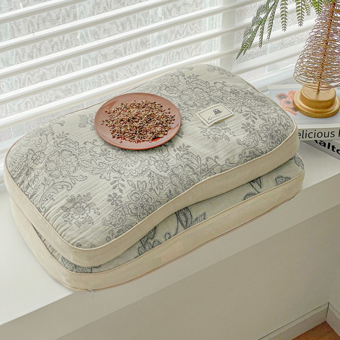 91家纺网 家纺一手货源 找家纺 亦帆枕芯 2025新款亲肤舒适天然棉麻立体荞麦枕枕头枕芯 天然棉麻-黑色蔷薇 35x55cm甜荞款/只