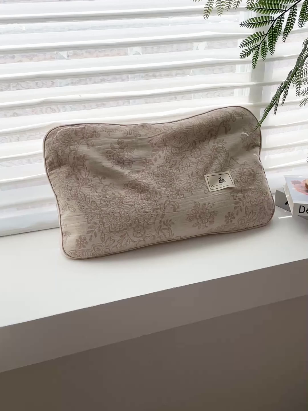 91家纺网 家纺一手货源 找家纺 亦帆枕芯 2025新款亲肤舒适天然棉麻立体荞麦枕枕头枕芯 天然棉麻-米色蔷薇 35x55cm甜荞款/只